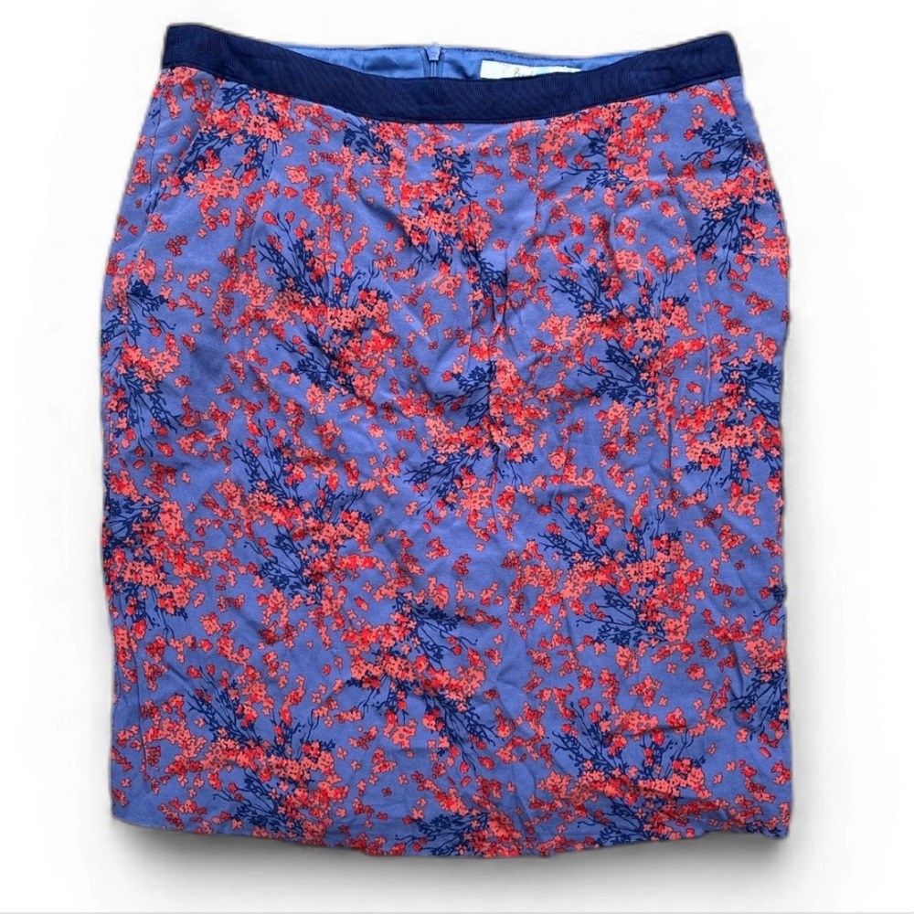 BODEN Blue and Red Floral Pencil Skirt lined size 8